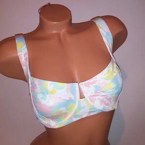 Victoria Secret Swim Bikini Top Colorful Pastel Floral Pink White Blue Yellow